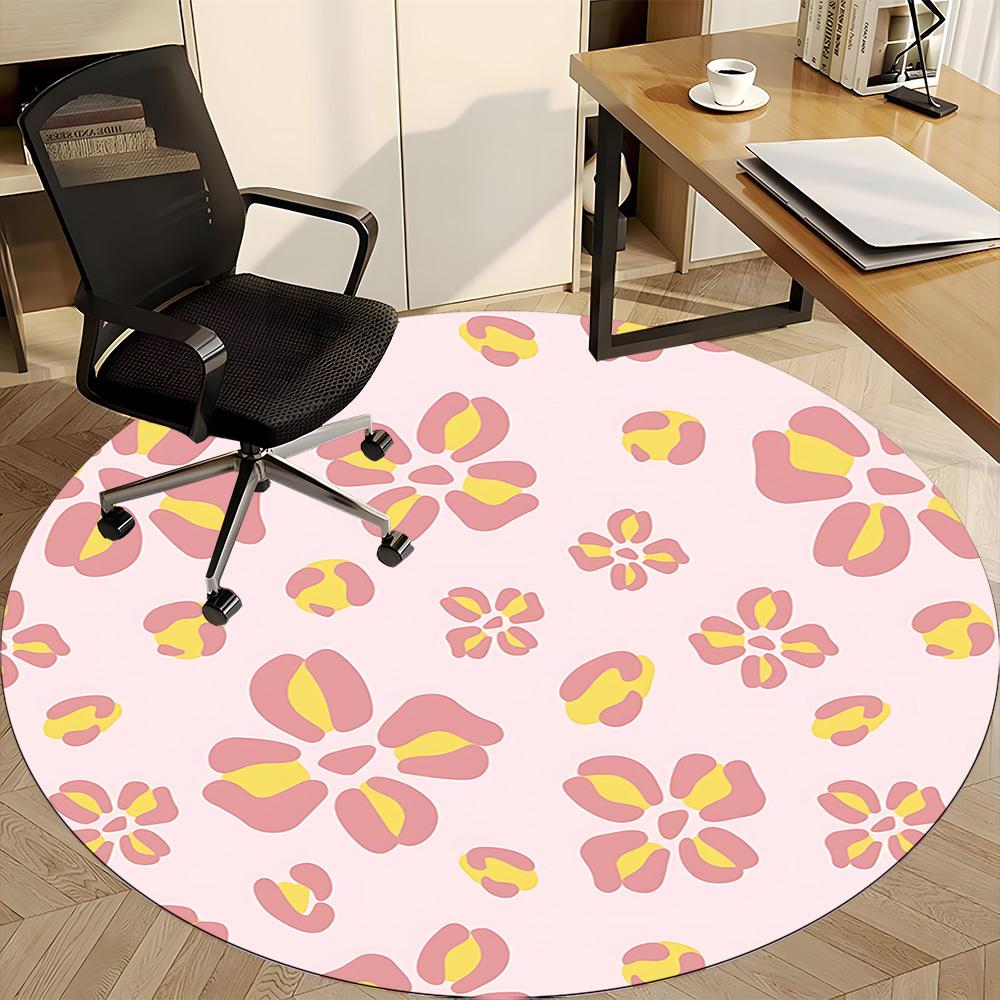 1 Stück Rundteppich mit Blumenmuster für das Büro, Teppich für Büro, Gaming, Leichte runde Bodenmatte yy260205010