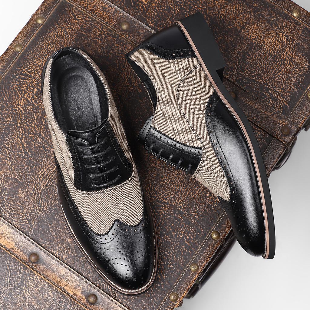Large Size Leather Shoes Men's Retro Daily Casual Shoes Business Dress Engraved Brock Comfortable Breathable Men's Shoes