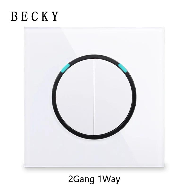 White Light for Glass Panel Switch Button, EU UK Standard Round Reset Point Switch, Bedroom Usb Switch Socket1-4gang AC110V-250V