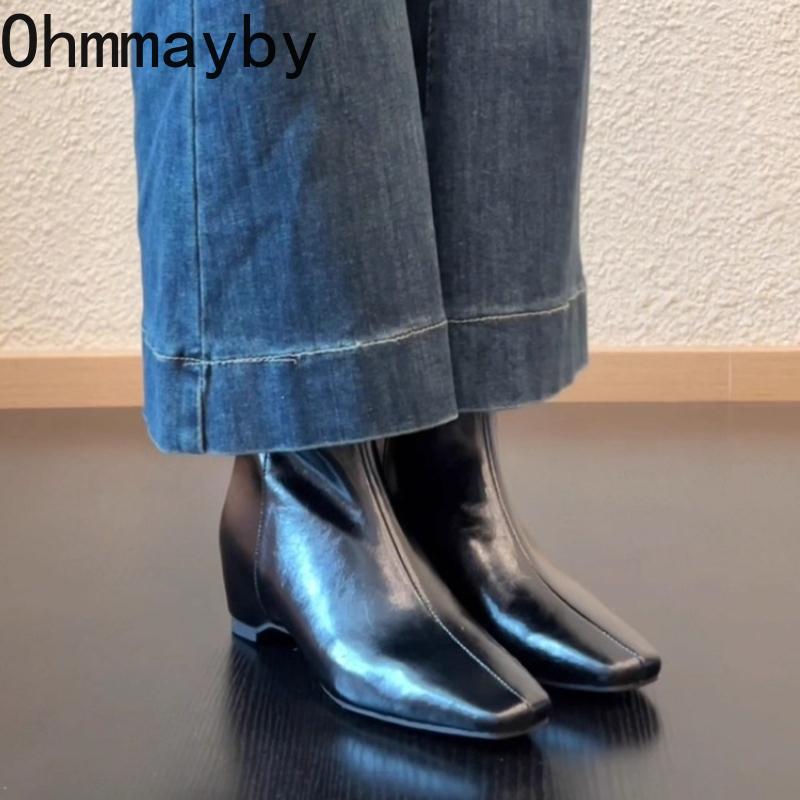 Autumn Winter Design Women Ankle Boots Fashion Thick Heels Square Toe Stripper Party Shoes Modern Short Botas Para Mujer