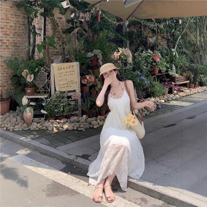 2026 Pure Desire Halterneck Chiffon Dress - Women's Summer Beach Backless Skirt with French High-End Style