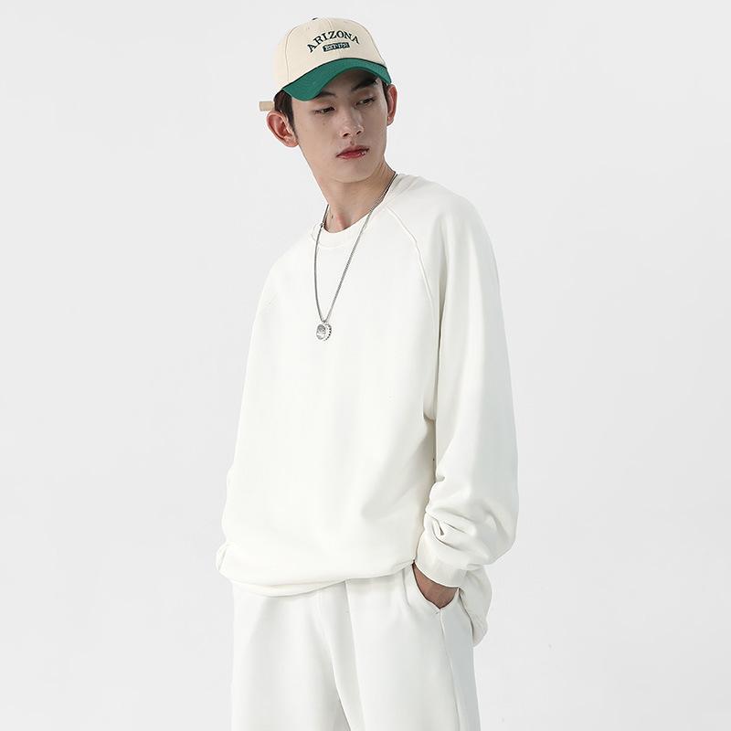 Crew Neck Pullover Sweater Autumn Men's and Women's Shoulder Sleeves Solid Color Versatile Jacket Sweater