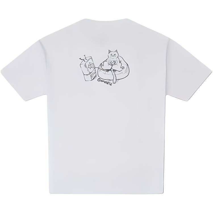 

New Converse T Shirts Men s White 10027661-A01 XL