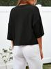 Women's Cropped Button Down Cardigan Sweater Half Sleeve Lightweight Ribbed Knit Top