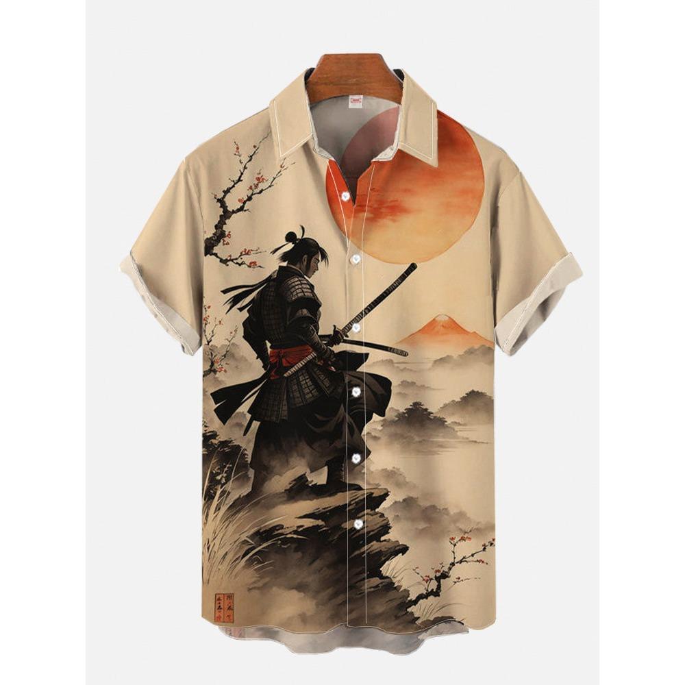 Men's Shirt Dragon Print Casual Daily Tops 3D Printing Short Sleeve Shirt Summer Fashion Unisex Hawaiian Samurai Cat Shirts