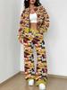 Stripe Explosion Autumn and Winter New European and American Women's Clothing Smudge Printing Suit Women