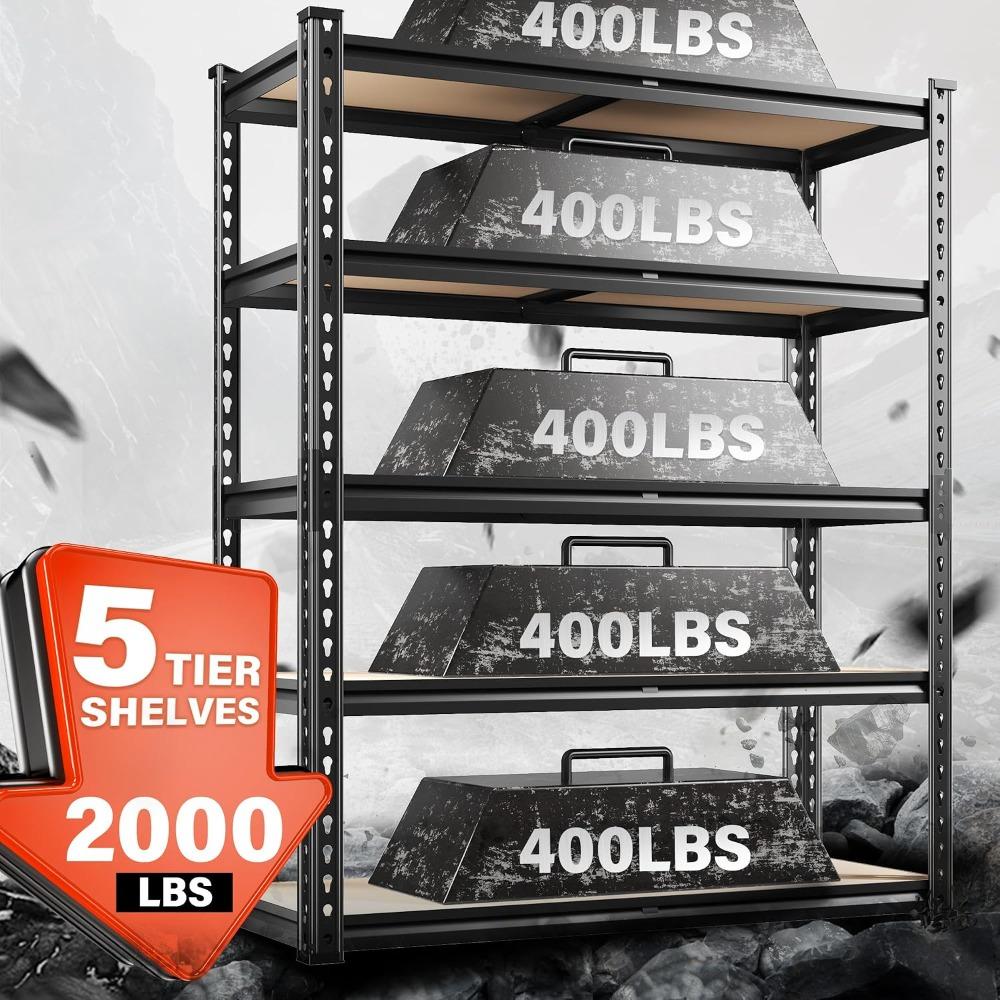 Local Warehouse 72 Garage Shelving, Heavy Duty 2000LBS, 5 Tier Metal Storage Unit, Adjustable Shelves for Warehouse, 72x35.5x11.