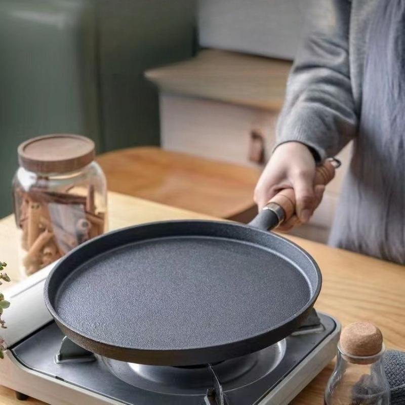 Unbeschichtete Gusseisen-Pfanne Antihaft Vielzweck-Grillplatte Für Pfannkuchen Pizza Backofen Herdplatte Kochwerkzeug Ölabweisend