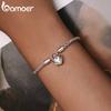 BAMOER 925 Sterling Silver serce zamek klamra podstawowa bransoletka powlekana platyną piękna biżuteria na prezent dla kobiet Charms DIY