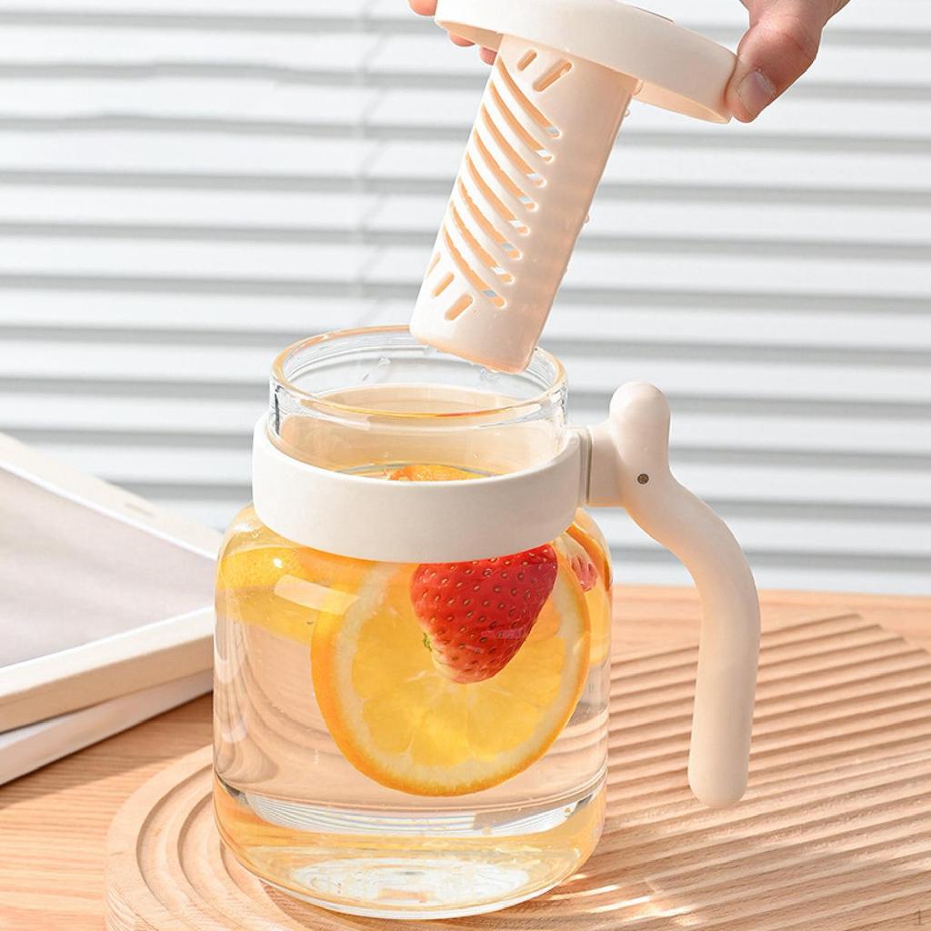 Glass Tea Cup with Infuser Mug 950ml Drinking Cute Leakproof Clear Bottle
