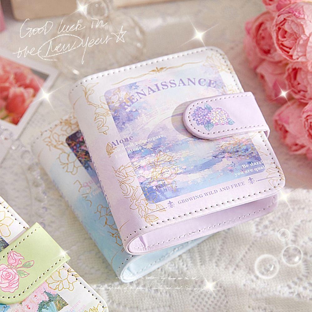 

Retro Mini 3-Ring Photo Album Holds Oil Painting Style Picture Album School фіолетовий