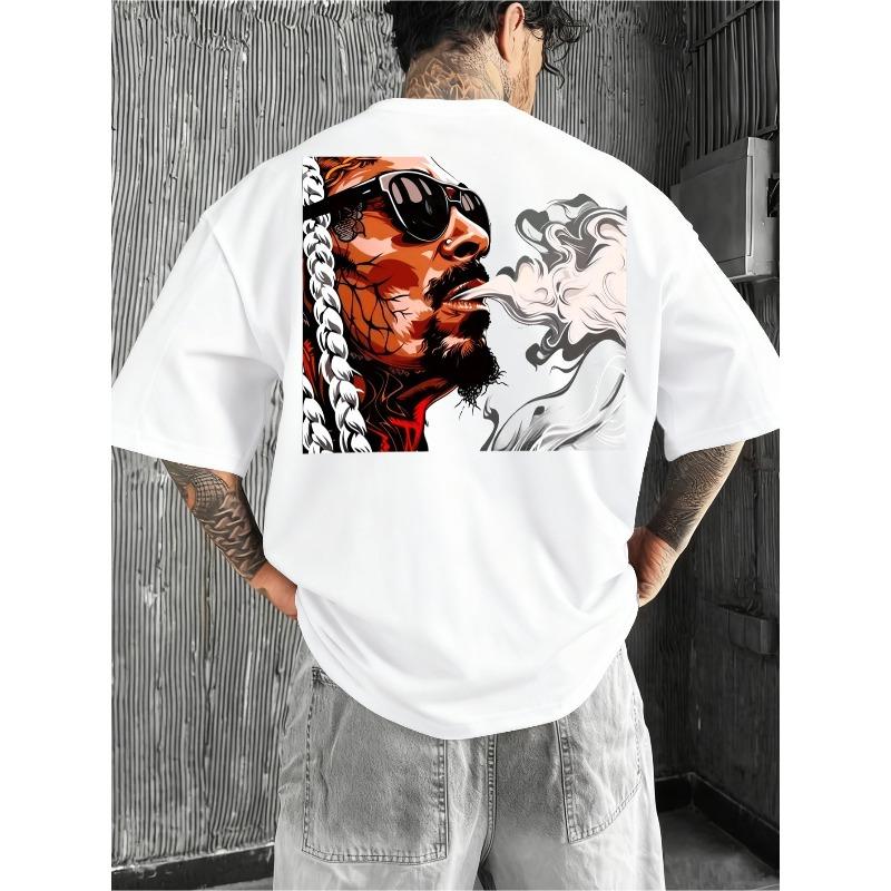 European Sizes Men's Edgy Hip Hop Streetwear T-Shirt, "Shut Up" Rapper Portrait Print, Urban Music Graphic Tee, Quick Dry Basic Top