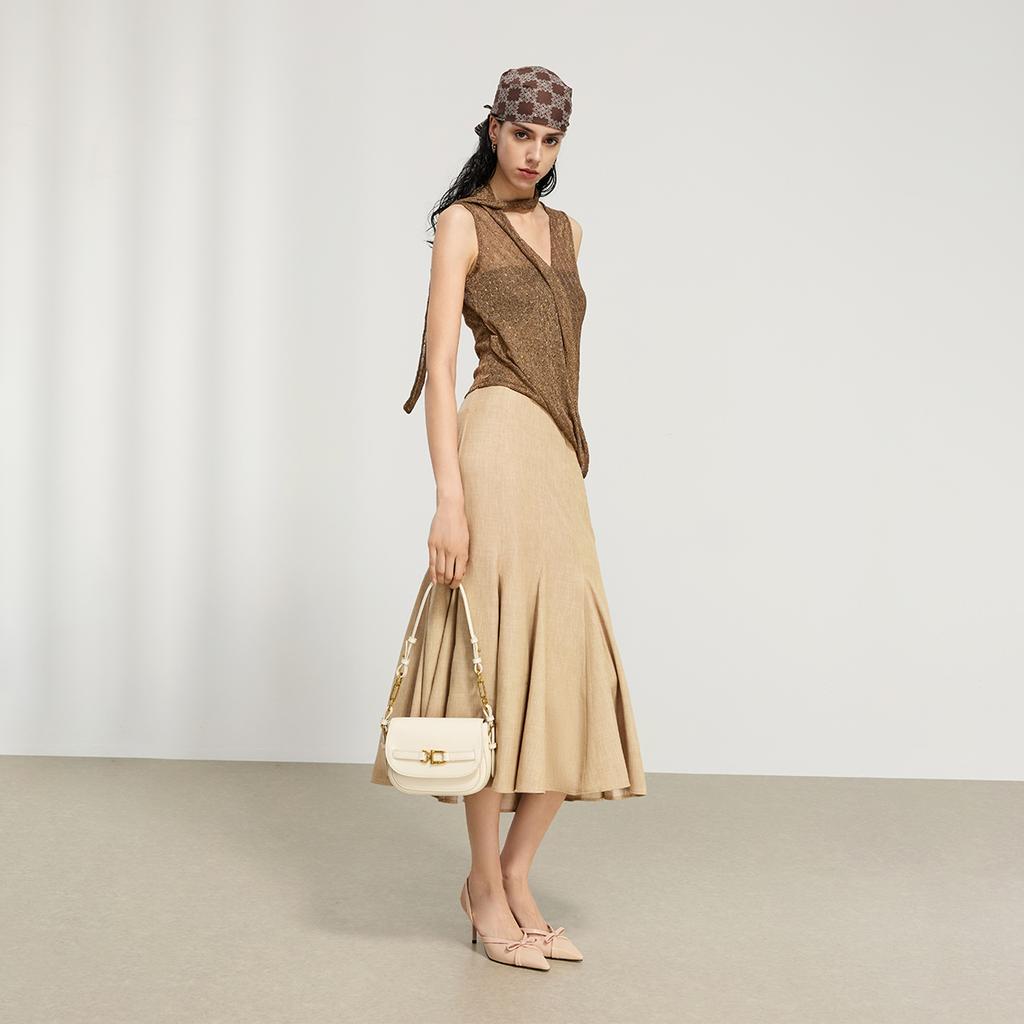 Charles & Keith Summer Minimalist Crossbody Bag Women bags Chocolate Black Cream CK2-80671870