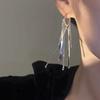 1 Pair Women Earrings Exaggerated Tassel Design Leverback Waterdrop Long Earrings Shiny Versatile Jewelry Accessories