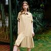Women's Lyocell Tencel Polo Neck Shirt Midi Dress