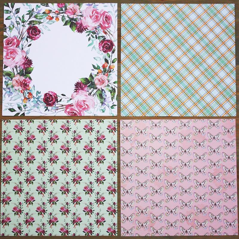 24 Sheets Flower Craft Paper Pads Cutting Dies Art Background Origami Scrapbooking Card Making