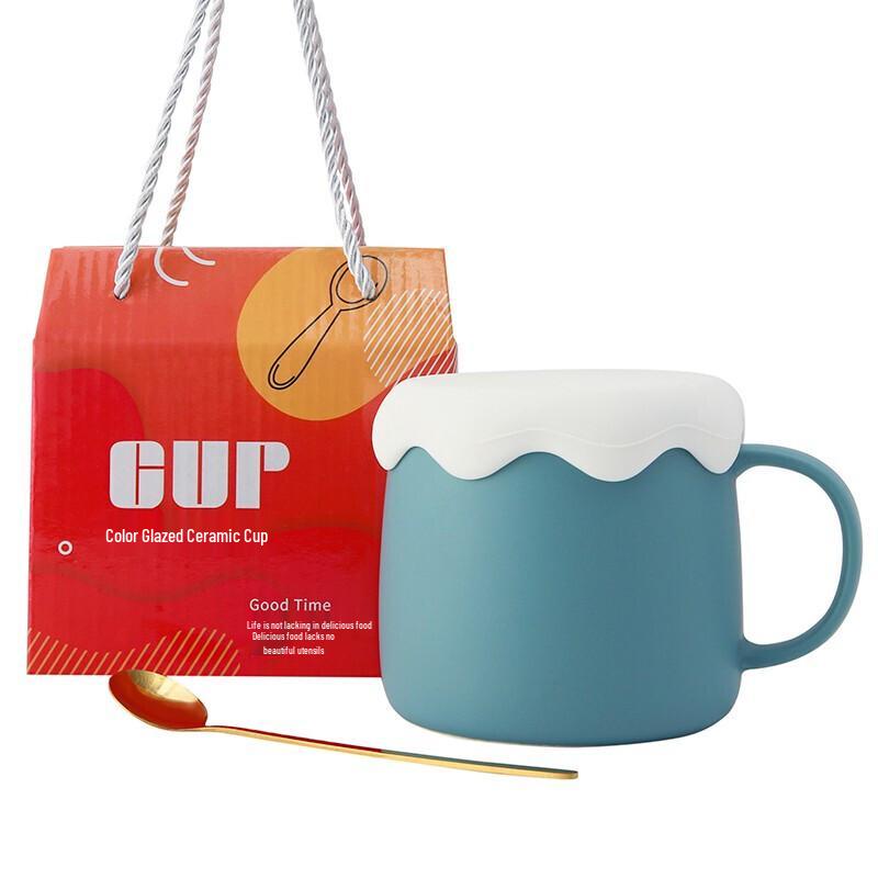 Nordic Style Ceramic Mug with Lid & Spoon