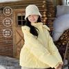 Milk yellow hooded short down jacket women's winter new stand-up collar small white duck down thickened to keep warm
