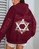 Women's Autumn Loose Fit Fleece Hoodie with Art Print and Pockets