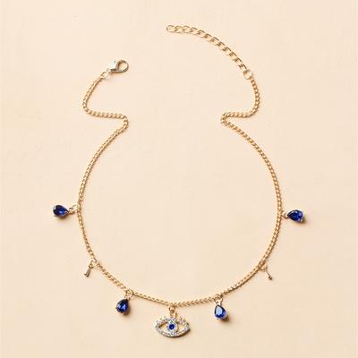 Teufelsauge Gold Halskette + Beauty Kristallauge Schmuck Sommer Vergoldet Wind Anhänger Weiblich