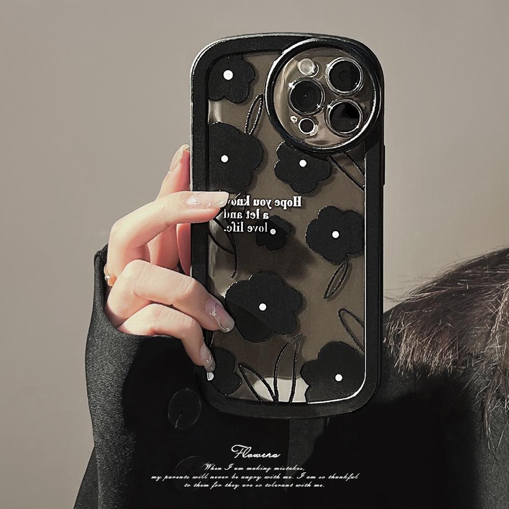High End Black Flower 15 Suitable for IPhone 13 Apple Phone Case 14pro Max Silicone 8 X Cold 11