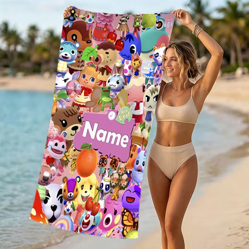 Customizable personalized beach towels Animal Crossing themed designs.Suitable for the beach, yoga, sports;ideal as beach accessories