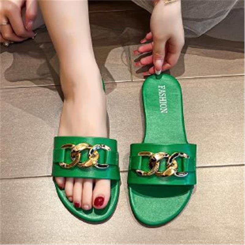 Slippers Women's Summer 2024 New Internet Celebrity Cool Slippers New Fashion Versatile Outer Wear One-word Drag Flat Bottom Outdoor Size 43