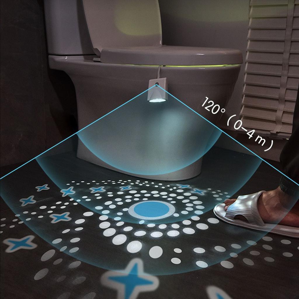 Toilet Light Motion Sensor, 10 Colors Changing Toilet Night Light With Star Projection Light,