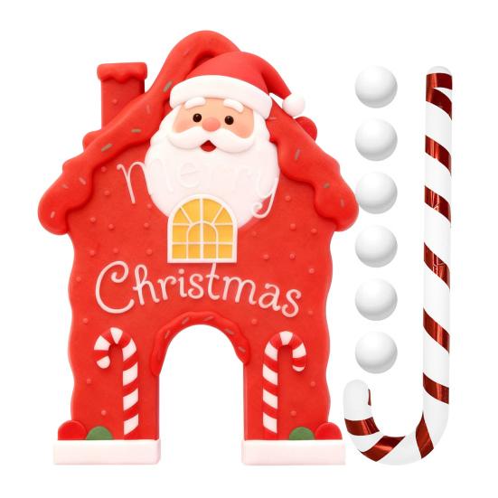 Yousheng Christmas Gingerbread Golf Game Set Indoor Party Activity Golf Game with Candy Cane Club And 6 Balls Holiday Party Games for Family Kids