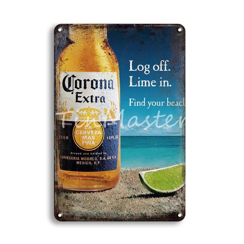 CORONA EXTRA Metal Tin Sign Vintage Beer Poster Decorative Plaques Retro Pub Bar Decor Plate Skull Metal Sign Wall Stickers