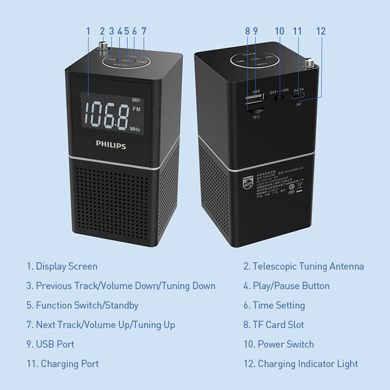 Philips bluetooth speaker clock radio Clock Radio TAR2568