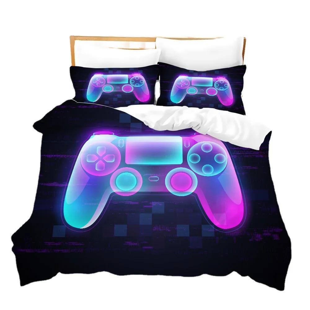 Galaxy Universe Gaming Comforter Cover Twin Size ,Gamer Duvet Cover Sets For Boys Used To Gamer Room Decor,Teens Video Equipment
