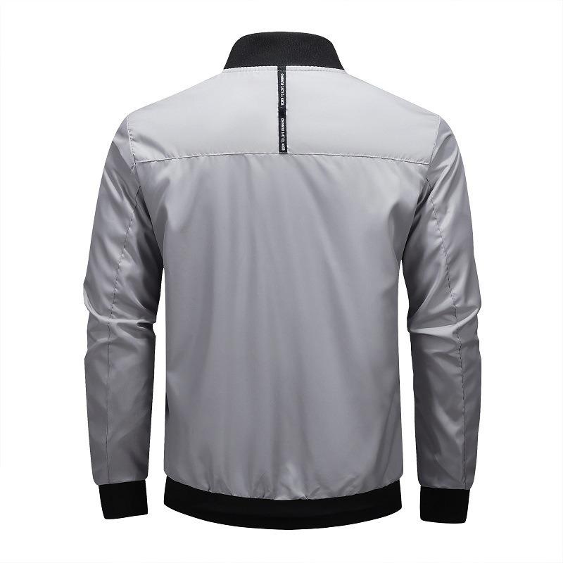 Spring and Autumn Casual Jacket Men's Casual Solid Color Jacket Lightweight Breathable Large Size Baseball Uniform Jacket