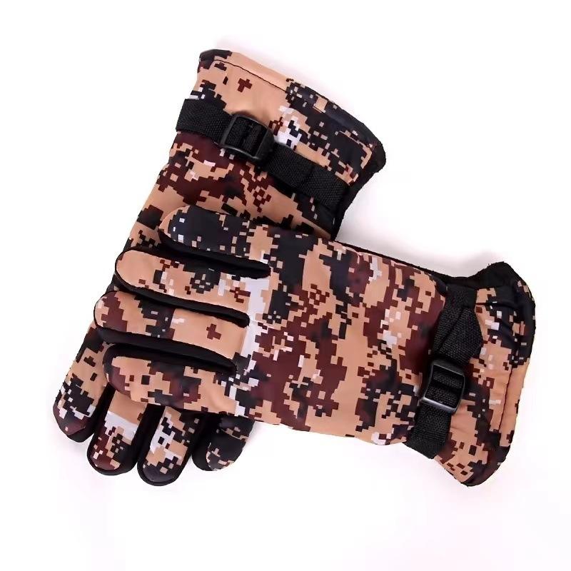 Winter camouflage thickened velvet cold-proof, warm and non-slip men's and women's gloves