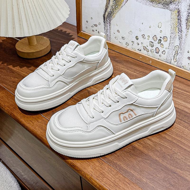 

Summer trend simple and beautiful mesh little white shoes 2025 new lightweight height increase casual versatile sports board shoes women 40 хакі