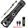 XHP50 High Power Rechargeable LED Tactical Flashlight Aluminum Alloy Telescopic Zoom Torch Lamp for Outdoor Camping Fishing