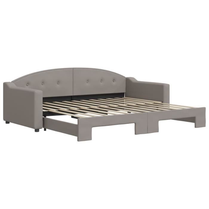 VidaXL Lit de jour avec lit gigogne taupe 90x200 cm tissu 3197533