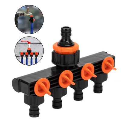 Garden Watering Connector Distributor 4 Way Hose Diverter With Valve Lawn Irrigation Quick Connect Faucet Splitter Adapter