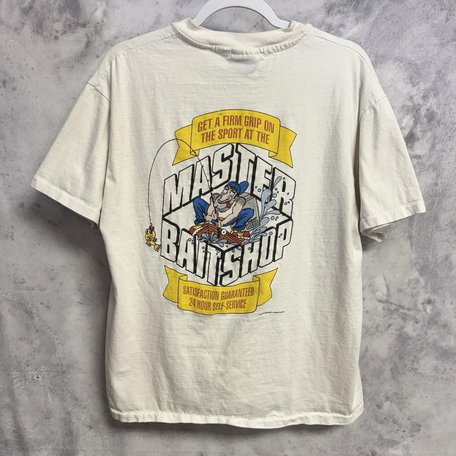 Vintage 90s Funny Fishing T Shirt Mens Large Master Bait Shop Parody XXXXL