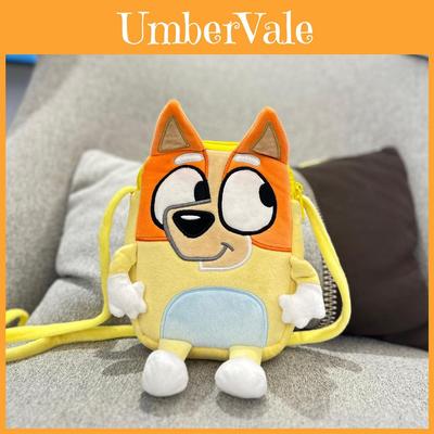 Adorable Bolso Bandolera de Peluche Perro Azul y Amarillo Para Niños Elegante Bolso Cruzado de Terciopelo