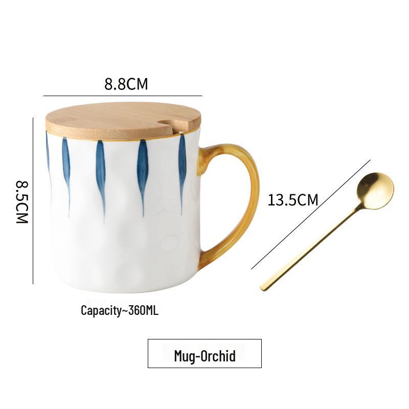 Retro Japanese Ceramic Mug with Lid, High-Temp Resistant, Large Capacity, Ideal Gift for Couples