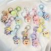 Flocking Labubu Doll Keychain - Cute 3-Year-Old Grain Doll DIY Mobile Phone Jewelry Accessory