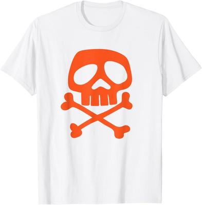 Orange Punk Rock Totenkopf und Knochen - 1980er Horror Halloween T-Shirt
