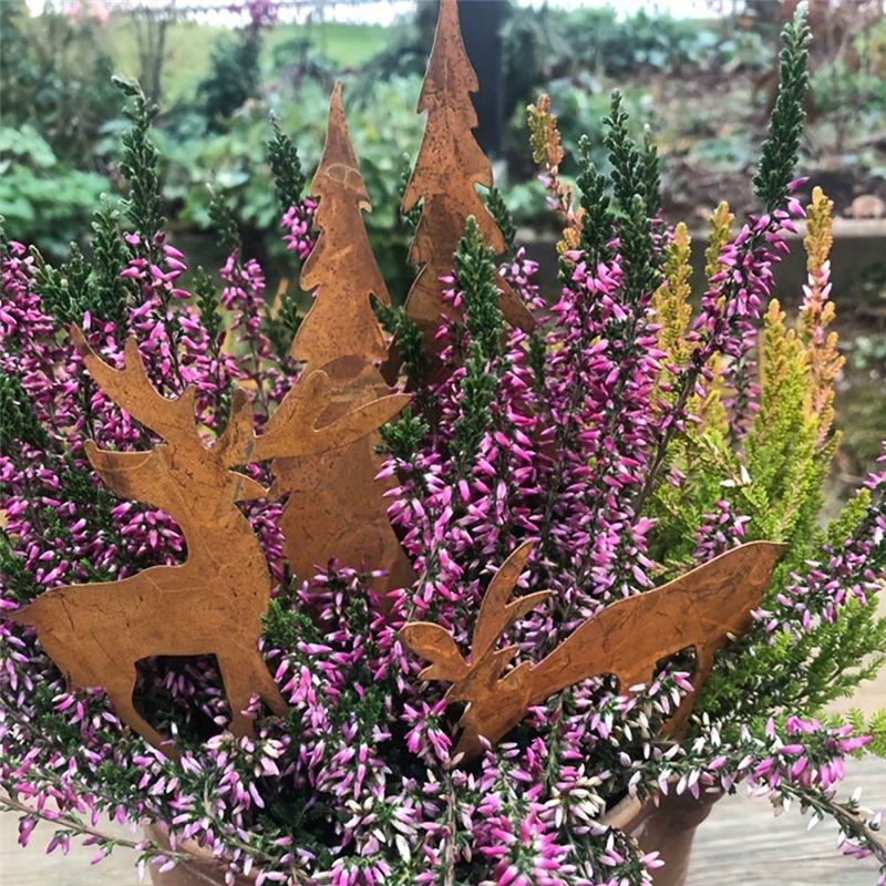 M-Modern-Metall Weihnachtsreh Weihnachtsbaumspieß 4er-Pack Außenhof Feiertagsdekoration Weihnachts-Außendekoration