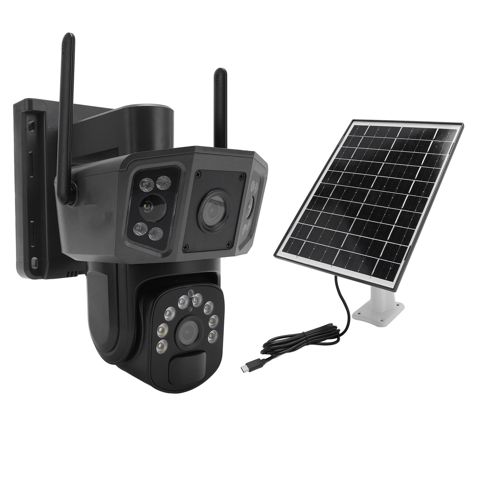 

8MP Security Camera Panoramic Auto Tracking Dual Lens Camera Battery Or Solar Panel Low Power Consumption IP66 Water