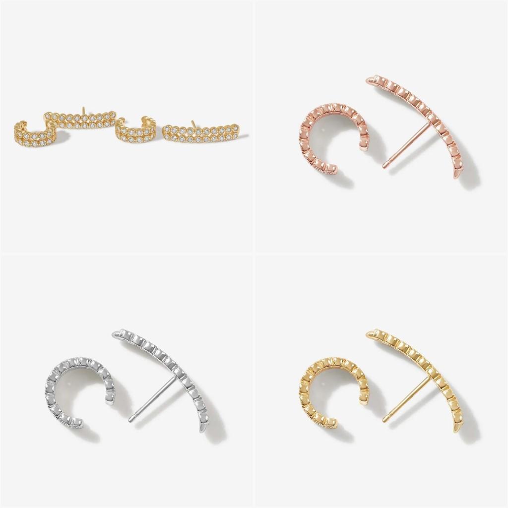 Trendy Women's Geometric Shape Earrings And Ear Clips Set Plated Alloy Fashionable Street Style Accessories