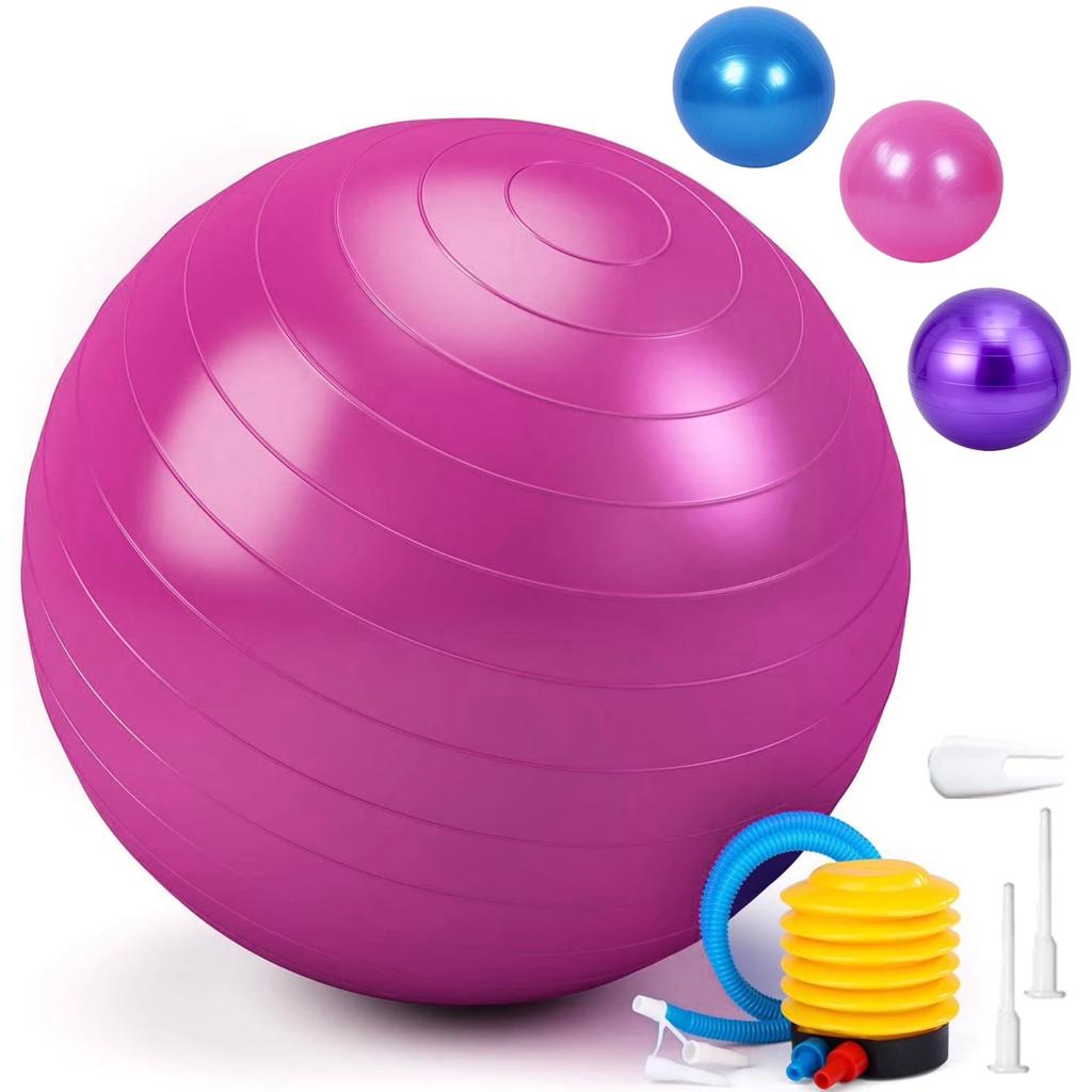PVC Yoga Ball for Adults Fitness Exercise and Massage Anti-Burst Durable Non-Slip Surface for Home Gym and Physical Therapy Use