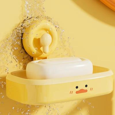 Suction Cup Soap Holder Removable No Drilling Bathroom Soap Dish Wall Mount Cartoon Design Soap Rack