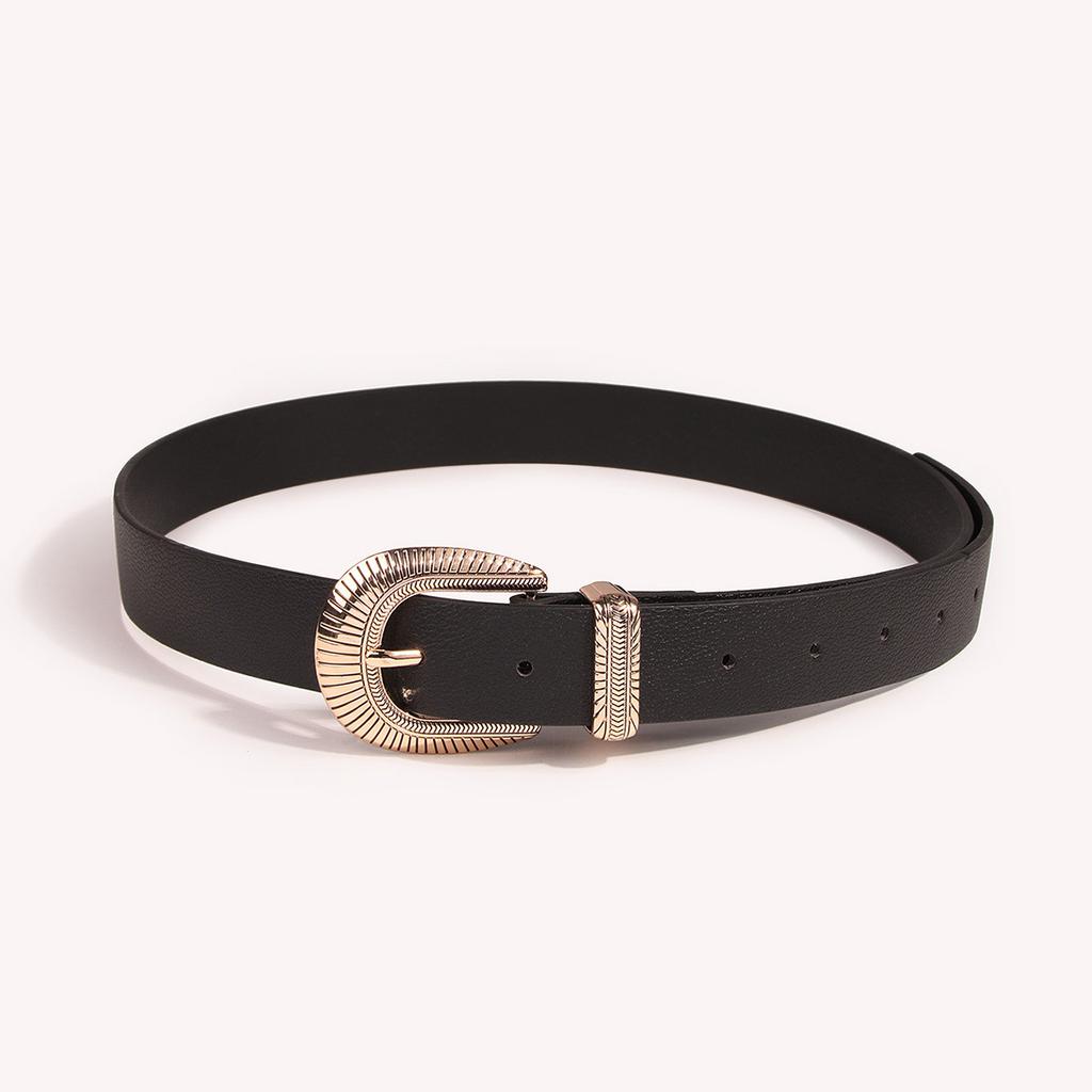 New Women's Gold Smear Two Carved European and American Instagram-style Street Style Belts