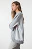 Women's Fashionable Stylish Sweatshirt Navy Blue Thick Fleece Inside Oversize Wide Fit Knitted Sweatshirt